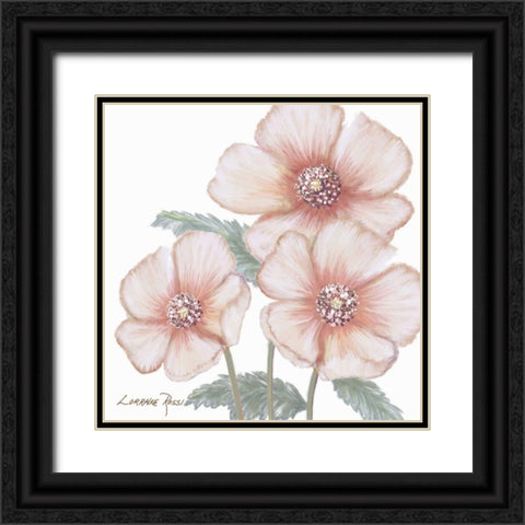 Pink Poppies 1 Black Ornate Wood Framed Art Print with Double Matting by Rossi, Lorraine