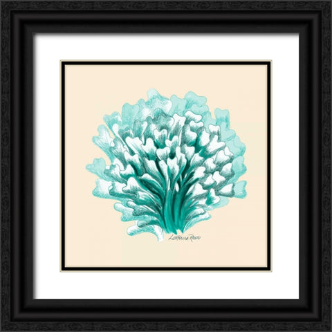 Teal Beige Coral Mate Black Ornate Wood Framed Art Print with Double Matting by Rossi, Lorraine