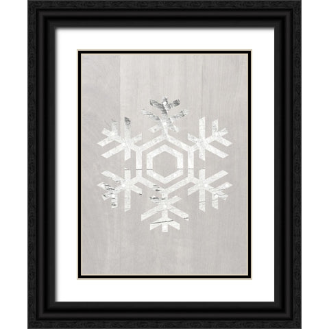 Wooden Snowflake Driftwood 2 Black Ornate Wood Framed Art Print with Double Matting by Straatsma, Leah
