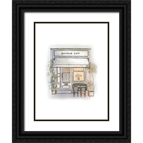 Bonjour Cafe Black Ornate Wood Framed Art Print with Double Matting by Straatsma, Leah