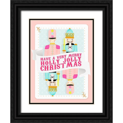 Holly Jolly Playing Card Black Ornate Wood Framed Art Print with Double Matting by Straatsma, Leah