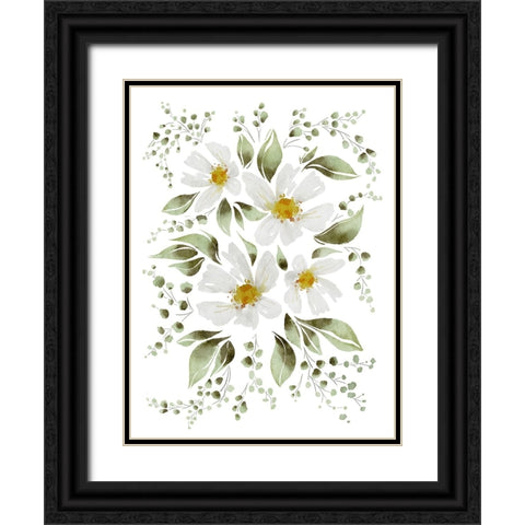 The White Flowers Black Ornate Wood Framed Art Print with Double Matting by Straatsma, Leah
