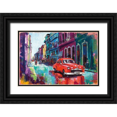 Dancing In The Streets Of Havana Black Ornate Wood Framed Art Print with Double Matting by Holzner, Renate