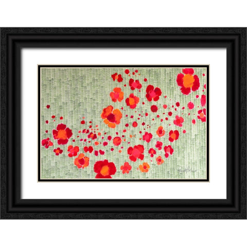 Dreamtime Flower Meadow Black Ornate Wood Framed Art Print with Double Matting by May