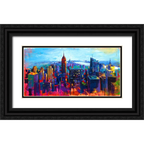 New York Black Ornate Wood Framed Art Print with Double Matting by Holzner, Renate