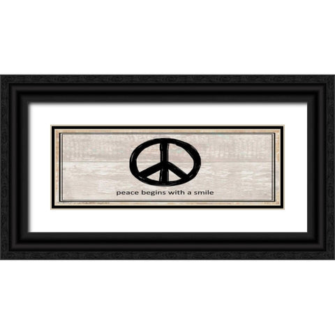 Peace Begins With A Smile Black Ornate Wood Framed Art Print with Double Matting by May