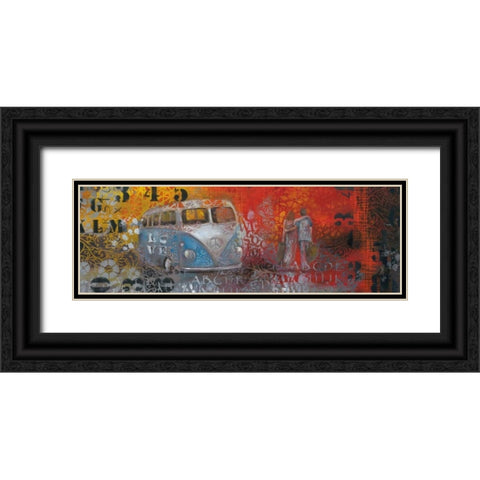 Love Bus Black Ornate Wood Framed Art Print with Double Matting by May