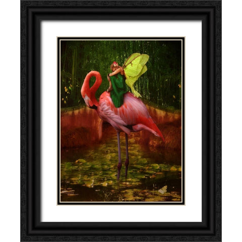 Flamingo Fairy 82390 Black Ornate Wood Framed Art Print with Double Matting by May