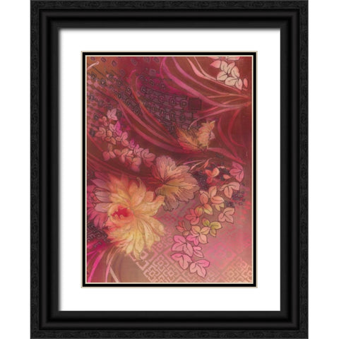 Marooned Florals D Black Ornate Wood Framed Art Print with Double Matting by May