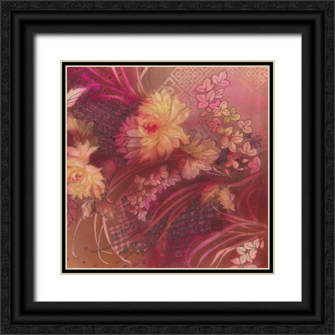 Marooned Florals 3 Black Ornate Wood Framed Art Print with Double Matting by May
