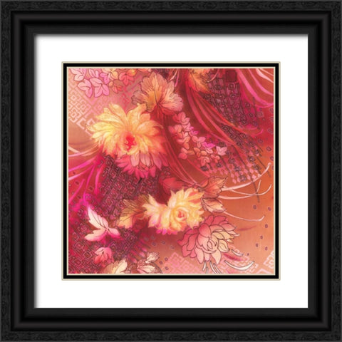 Crimson Collage 2 Black Ornate Wood Framed Art Print with Double Matting by May