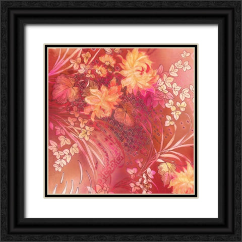 Crimson Collage 3 Black Ornate Wood Framed Art Print with Double Matting by May
