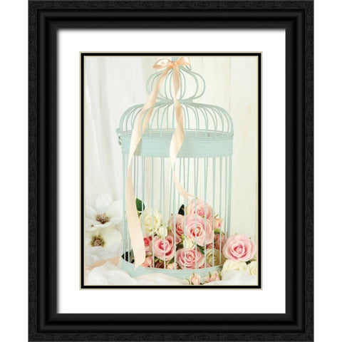 Think Blue Black Ornate Wood Framed Art Print with Double Matting by May