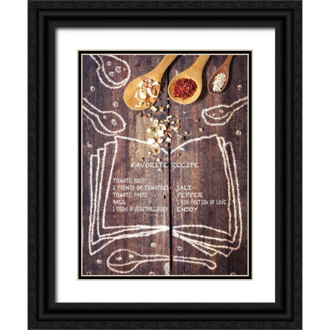 Favorite Recipe Black Ornate Wood Framed Art Print with Double Matting by May