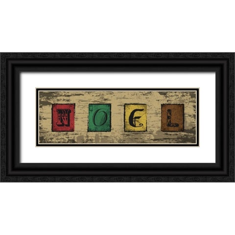 Noel Blocks Black Ornate Wood Framed Art Print with Double Matting by Hogan, Melody