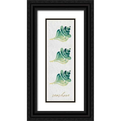 Seashore Panel Black Ornate Wood Framed Art Print with Double Matting by Hogan, Melody