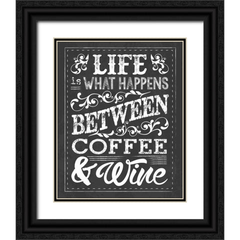 Chalk Coffee Wine Black Ornate Wood Framed Art Print with Double Matting by Hogan, Melody