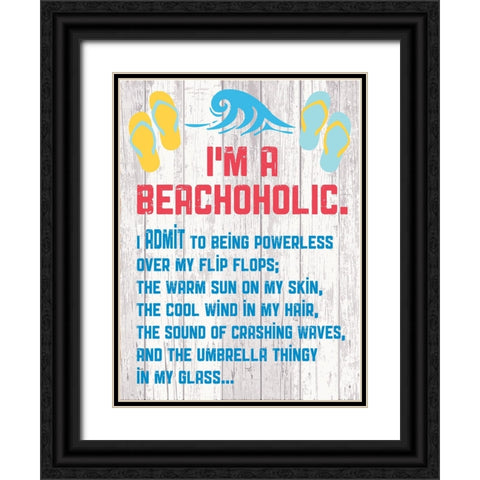 Beachoholic 4 Black Ornate Wood Framed Art Print with Double Matting by Hogan, Melody