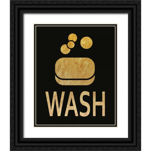 MH-RC-184A_Glitz Bath-gold Black Ornate Wood Framed Art Print with Double Matting by Hogan, Melody