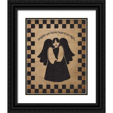 Burlap Christmas Angel Black Ornate Wood Framed Art Print with Double Matting by Hogan, Melody