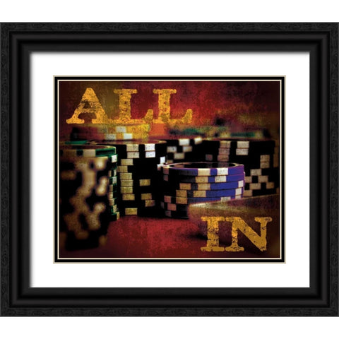 All In Casino Grunge 4 Black Ornate Wood Framed Art Print with Double Matting by Hogan, Melody