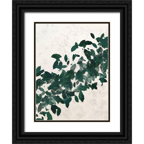 Green Leaf 1 Black Ornate Wood Framed Art Print with Double Matting by Hogan, Melody