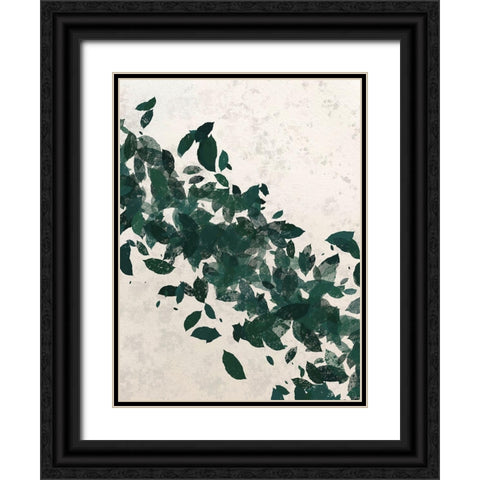 Green Leaf 2 Black Ornate Wood Framed Art Print with Double Matting by Hogan, Melody