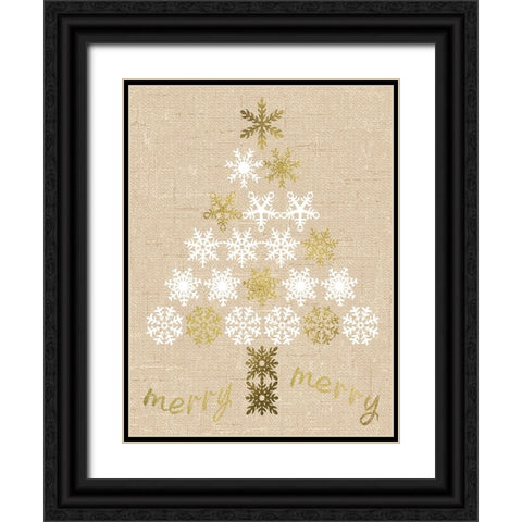 Burlap Lace Gold Xmas 1 Black Ornate Wood Framed Art Print with Double Matting by Hogan, Melody
