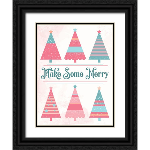 Candy Xmas Trees 1 Black Ornate Wood Framed Art Print with Double Matting by Hogan, Melody
