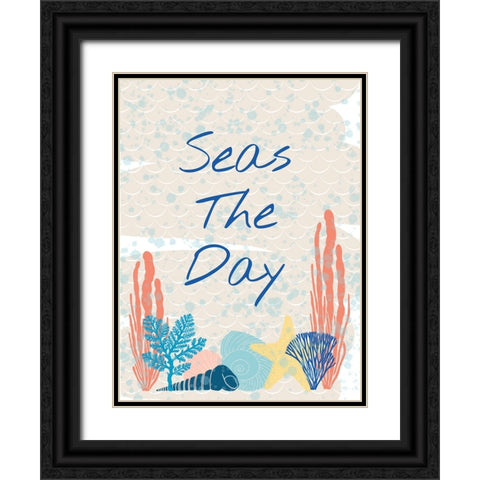 Seas The Day Black Ornate Wood Framed Art Print with Double Matting by Hogan, Melody