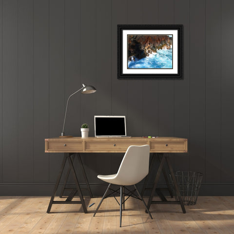 Puna Cliff Bottom Black Ornate Wood Framed Art Print with Double Matting by Nebula, Melissa