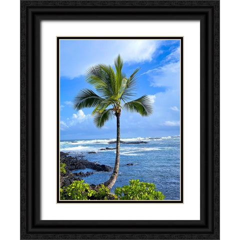 Palm Calm Black Ornate Wood Framed Art Print with Double Matting by Nebula, Melissa