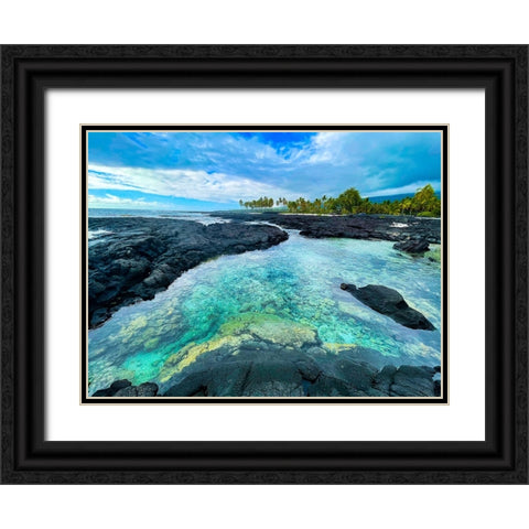 Honaunau Forgiving Pool Black Ornate Wood Framed Art Print with Double Matting by Nebula, Melissa