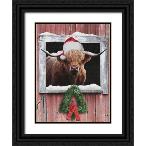 Christmas Farm Life Black Ornate Wood Framed Art Print with Double Matting by Prime, Marcus