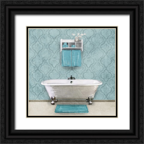 Teal Bath Vibes 1 Black Ornate Wood Framed Art Print with Double Matting by Prime, Marcus