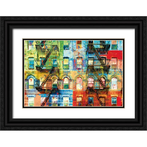 Bowery Block Black Ornate Wood Framed Art Print with Double Matting by Miller, Savannah
