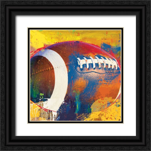 Football Black Ornate Wood Framed Art Print with Double Matting by Miller, Savannah