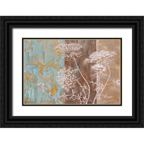 White Poppy and Queen Annes Lace II Black Ornate Wood Framed Art Print with Double Matting by St. Jean, Nora