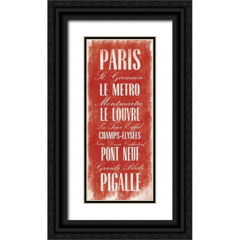 Paris B2 Black Ornate Wood Framed Art Print with Double Matting by OnRei