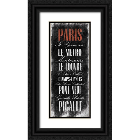 Paris B3 Black Ornate Wood Framed Art Print with Double Matting by OnRei