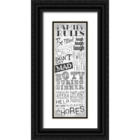 Family Rules Black Ornate Wood Framed Art Print with Double Matting by OnRei