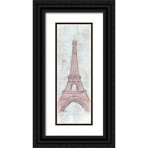 Romantic Eiffel Black Ornate Wood Framed Art Print with Double Matting by OnRei