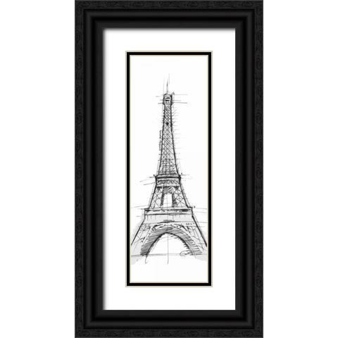 Eiffel Black Ornate Wood Framed Art Print with Double Matting by OnRei