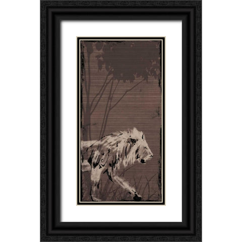 Lion Black Ornate Wood Framed Art Print with Double Matting by OnRei