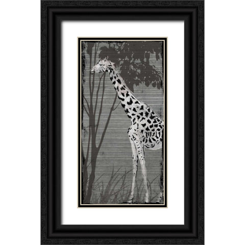 Grey Giraffe Black Ornate Wood Framed Art Print with Double Matting by OnRei