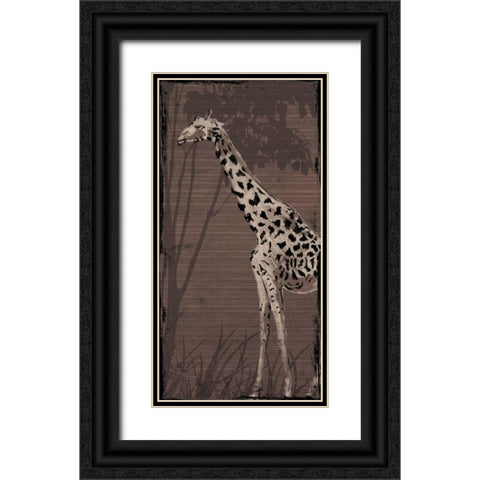 Giraffe Black Ornate Wood Framed Art Print with Double Matting by OnRei