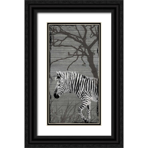 Grey Zebra Black Ornate Wood Framed Art Print with Double Matting by OnRei