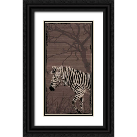 Zebra Black Ornate Wood Framed Art Print with Double Matting by OnRei