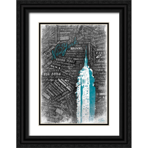 Empire Teal Black Ornate Wood Framed Art Print with Double Matting by OnRei