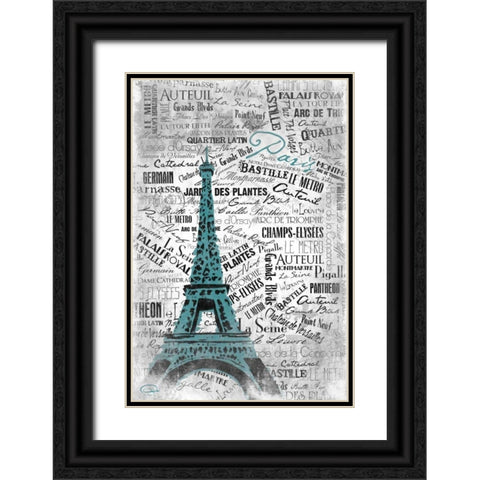 Eiffel Black Ornate Wood Framed Art Print with Double Matting by OnRei